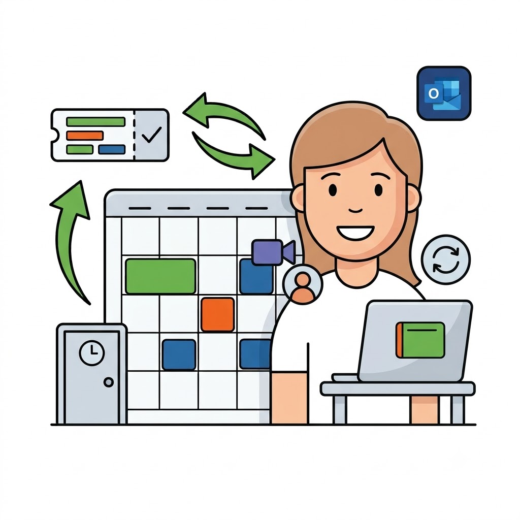 Reserveringen die in twee richtingen synchroniseren met de Outlook-agenda, met automatische Teams-vergaderlink